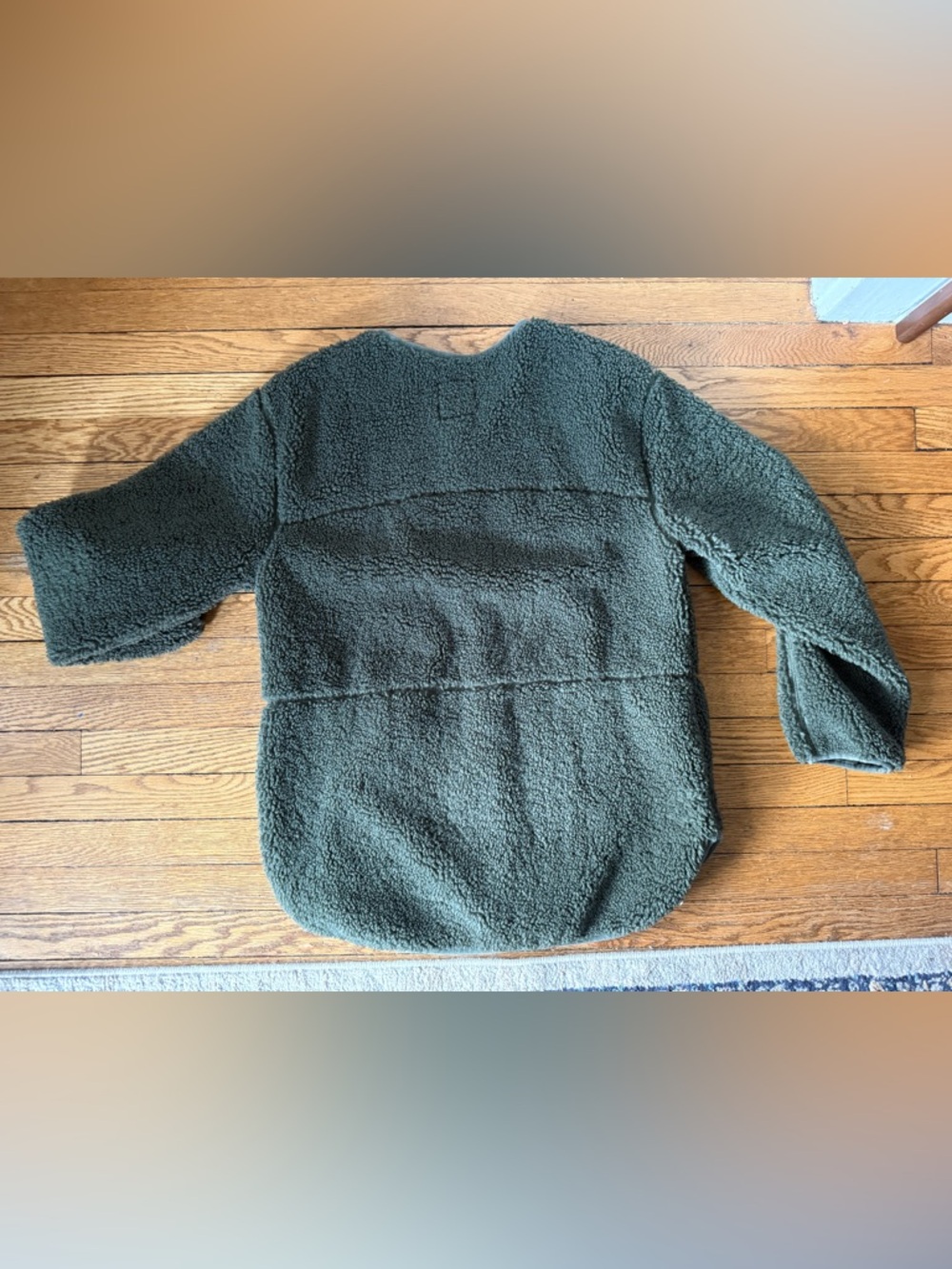 Abercrombie & Fitch Olive Green Sherpa Zip Jacket - Size Medium - Picture 4 of 4